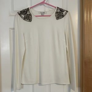 Beautiful white top with beaded shoulders